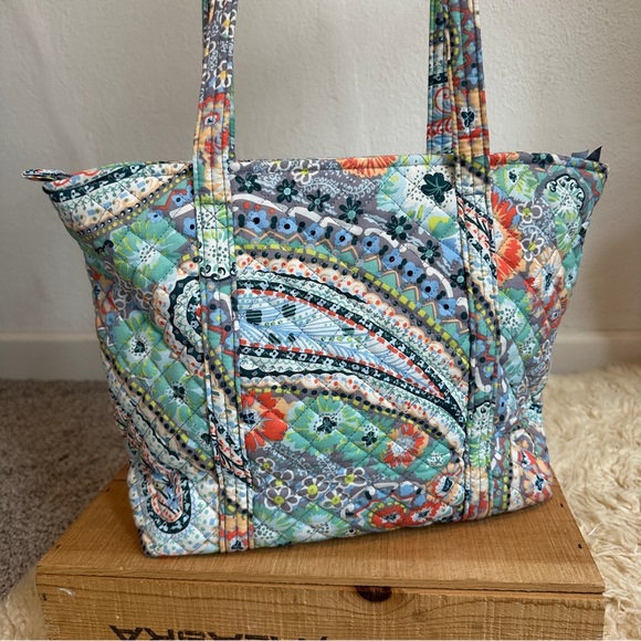 Vera Bradley Citrus Paisley small zipper tote cotton bag - Picture 3 of 12